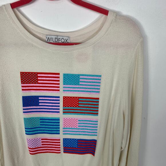 Wildfox Couture S Pop Americana Flag Print Beach Jumper Sweatshirt Retro Graphic - Picture 4 of 11